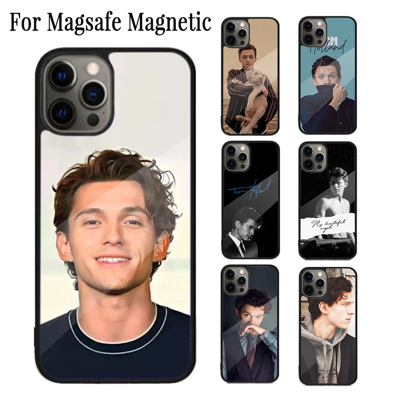 Handsome Tom Holland Magnetic Phone Case Coque For iPhone 16 15 14 Plus 13 12 Mini 11 Pro Max Magsafe Wireless Charging Cover