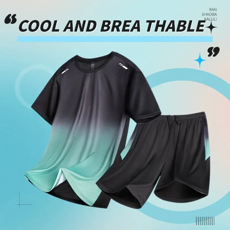 

Summer new fitness running set and cycling tight quick-drying set