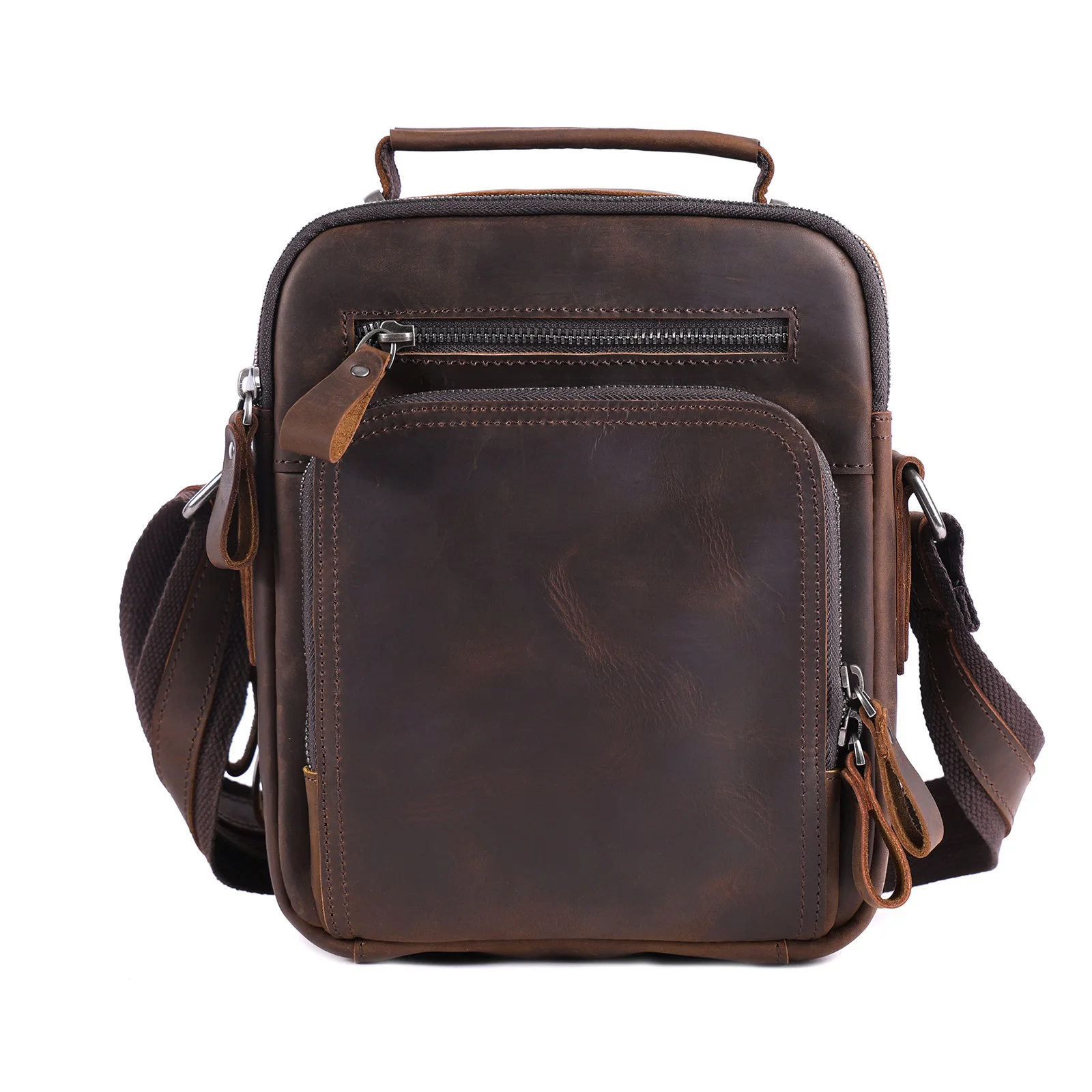 Vintage Herren-Umhängetasche aus Vollnarbenleder | Handgefertigter Messenger aus Used-Leder – Detail 21