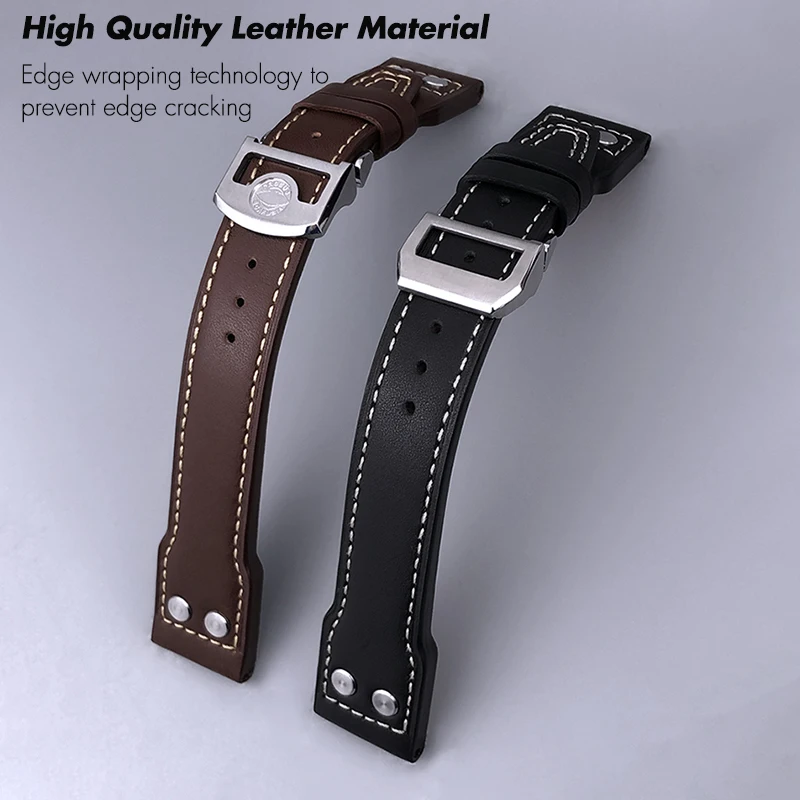 20mm 21mm 22mm High Quality Cowhide Watchband Fit for IWC Pilot SPITFIRE MARK18 Portofino TOP GUN Leather Watch Strap Tool