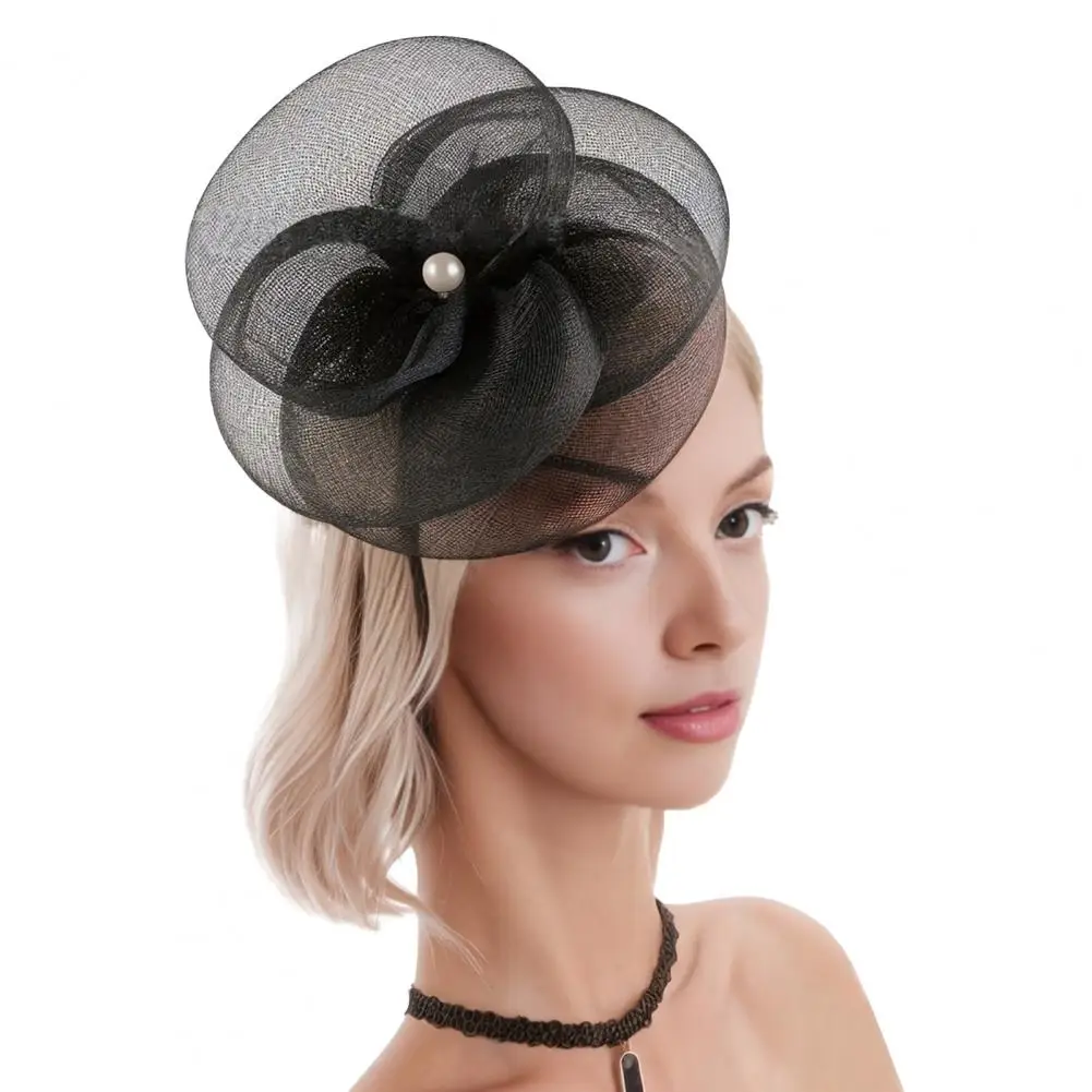 Headgear Mesh Headband Women Fascinators Headband Base Lightweight Mesh Flower Hat Non-slip Tea Party Accessories for Wedding