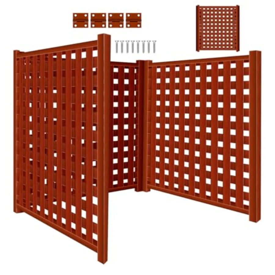 Garden Border Demarcation Outdoor Privacy Fence WPC 3 Panels Air Conditioner Cover Trash Can Fence Yard Waterproof Screen Pet S