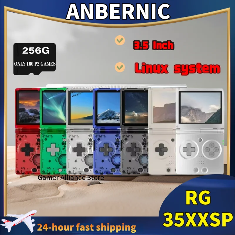 

ANBERNIC RG35XXSP Fold Handheld Game Console Video Game Consoles RG 35XXSP 3300mAh 3.5Inch IPS Screen Linux System 256G PSP