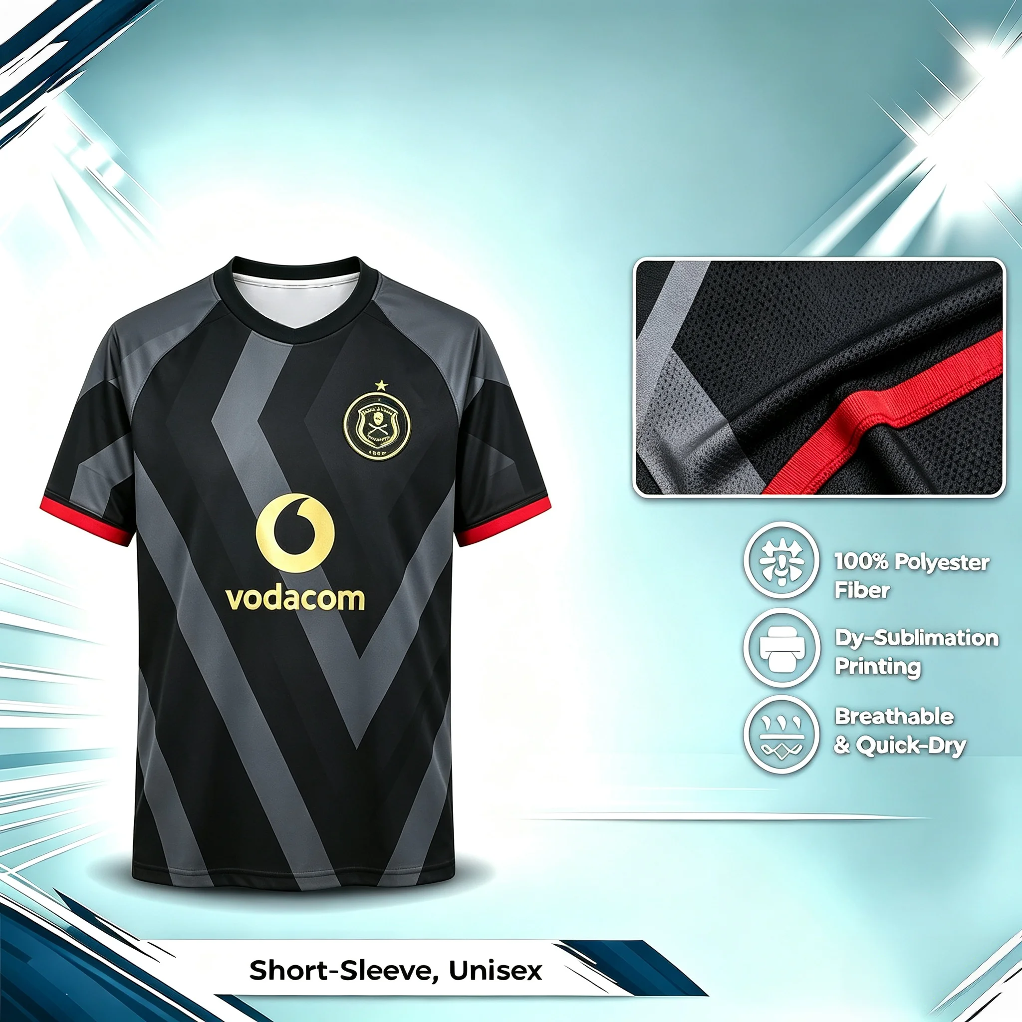 26-27 New Orlando Pirates Fan Maßgeschneidertes 3D-Gedrucktes Modisches Sport-T-Shirt mit Kurzen Ärmeln, Schnelltrocknend und Atmungsaktiv, für Eltern und Kinder
