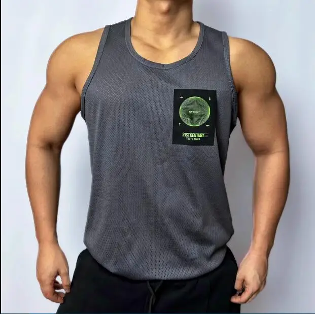 Men's Sports Tank Top Sleeveless T-shirt Stage Show Loose Strong  Wear Nightclub male singer Dj Dance clothes