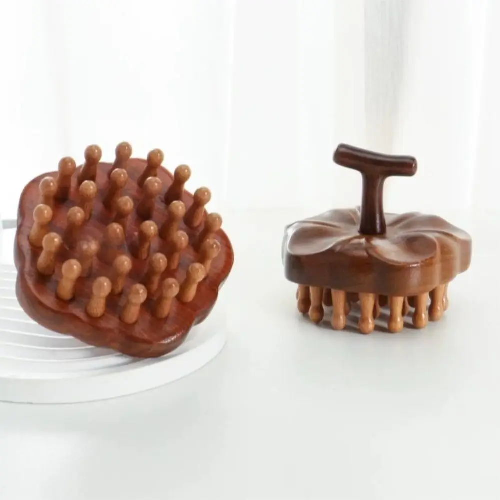 

Multi-Functional Therapy Massage Comb Circular Tooth Guasha Scalp Head Massager Petal Sandalwood Scraping Body Massager