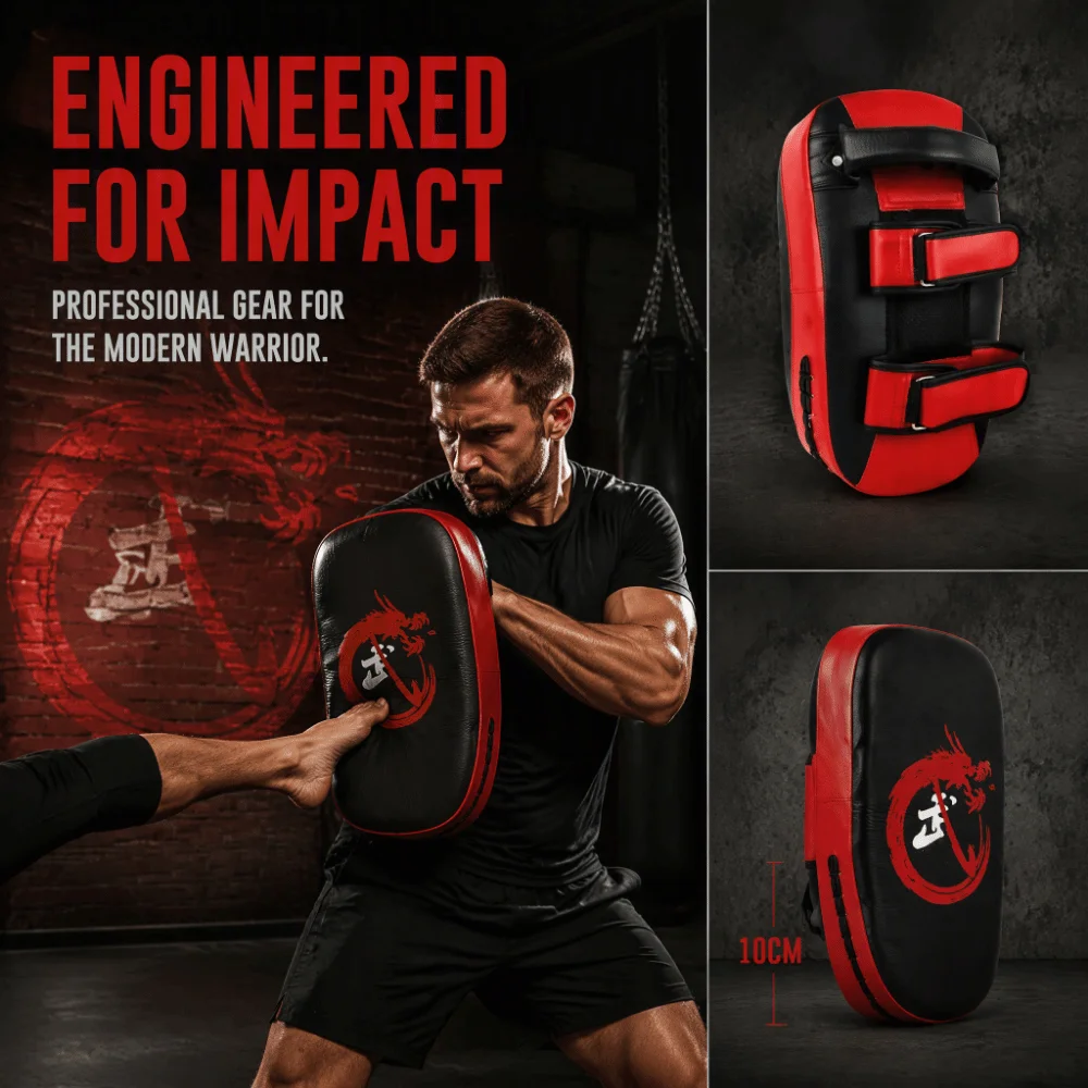 Curved Design Boxing Training Mitt Impact Resistant Arc Shape Muay Thai Pad Shock Absorbing Reinforced Stitching