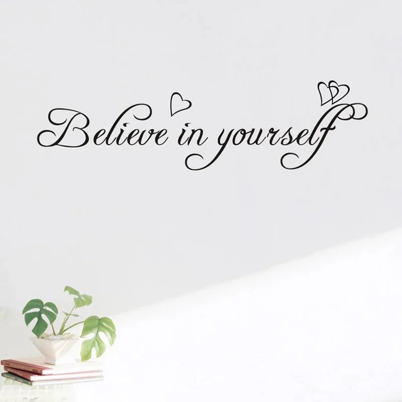 Motto Believe in Yourself Removable Wall Decals Inspirational Quote Vinyl Decals, Mirror, Car Window, Laptop Stickers Decor