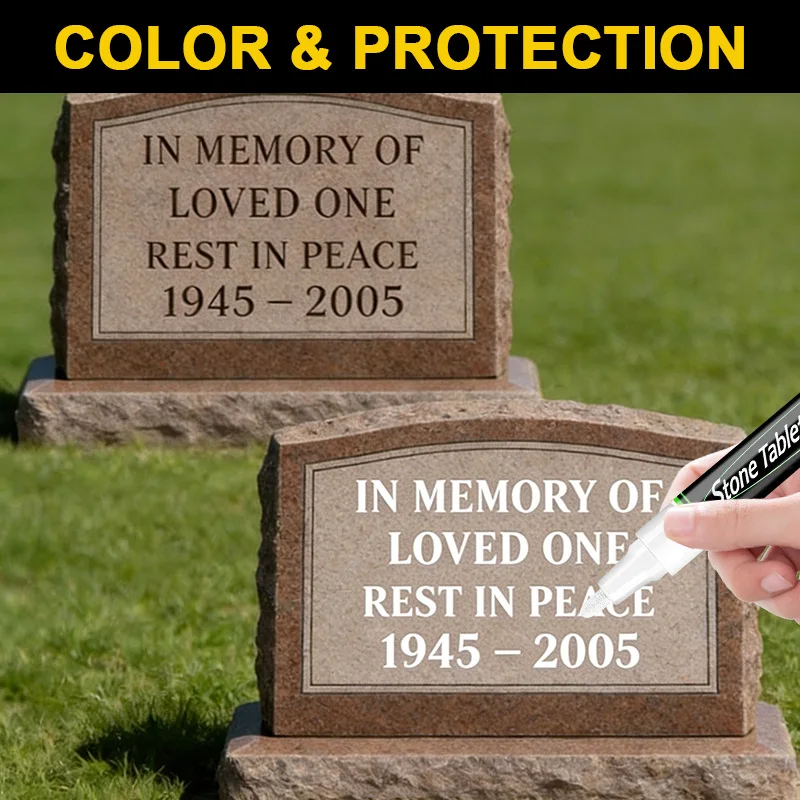 Golden Tombstone Marker Inscription Restoration Pen,  Weatherproof Tracing Pen Quick-Dry Touch Up Paint Pen for Granite Stone image 5