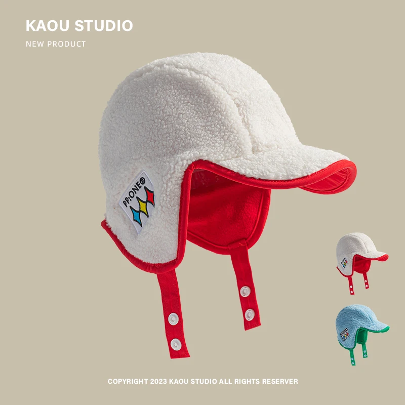 גרסה קוריאנית צבע חיצוני תואם כובע טייס סקי כובע גברים ונשים תכליתי חורף טלה צמר חם הגנה באוזן