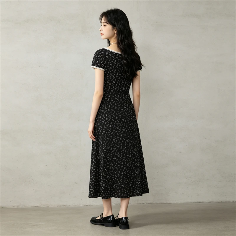 KEYANKETIAN 2026 French Romant - French Vintage Floral Midi Dress ulasan dan harga