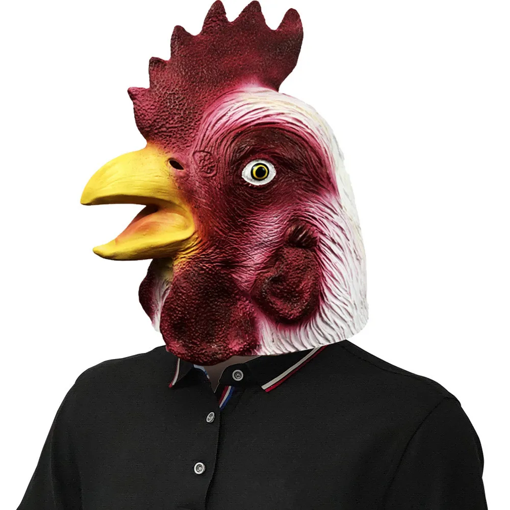 Erwachsenen-Latex-Huhn-Tierkostüm-Maske – Detail 2