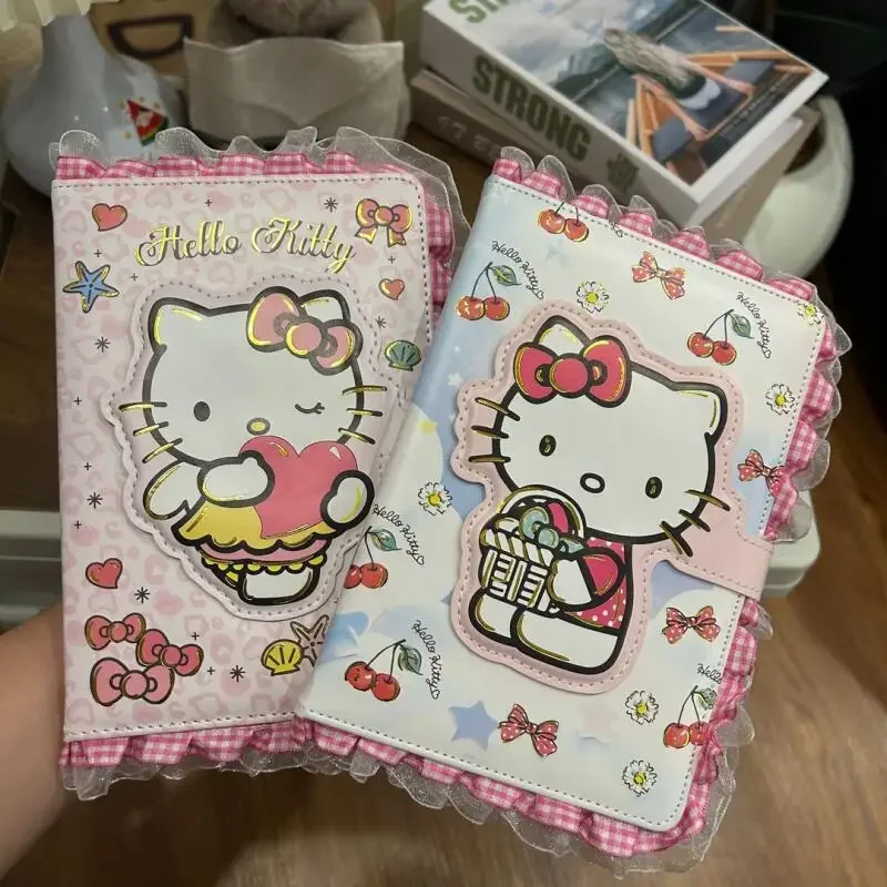 

A5 Cartoon Hello Kitty Softshell Lace Trim Full Color Pages Strawberry Little Bear Cherry Notebook Student Diary Notebook