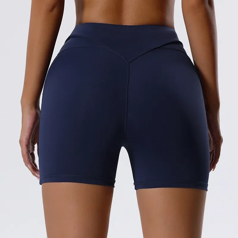 Women Sports Short Pocket Yoga Legging Shorts Squat Proof High Waist Fitness Tight Shorts Quick Drying Cycling Workout Gym Short