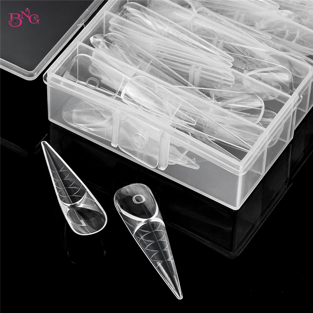 

BNG 3D French Dual Form 120Pcs 15 Sizes Smart French Line Nail Extensions Mold Long Almond Stiletto Space Nail Mold for Manicure