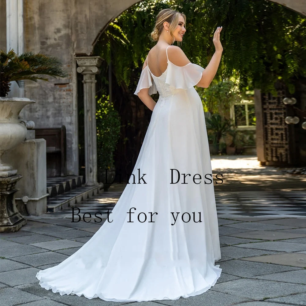 Pregnant Woman Wedding Dresses for Ladies Elegant Strapless Bridal Gowns with Lace Exquisite Sleeveless Vestidos De Novia New