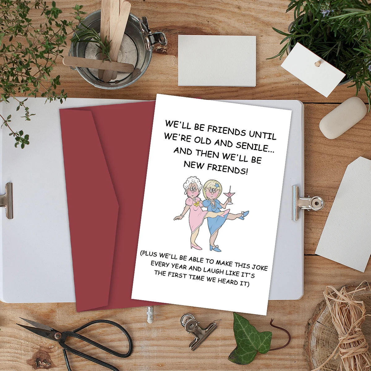 1PC Funny Friendship Card For Bestie,Birthday Card For Best Friend,We Will Be Friends Until We Are Old And Senile,Thank You Card