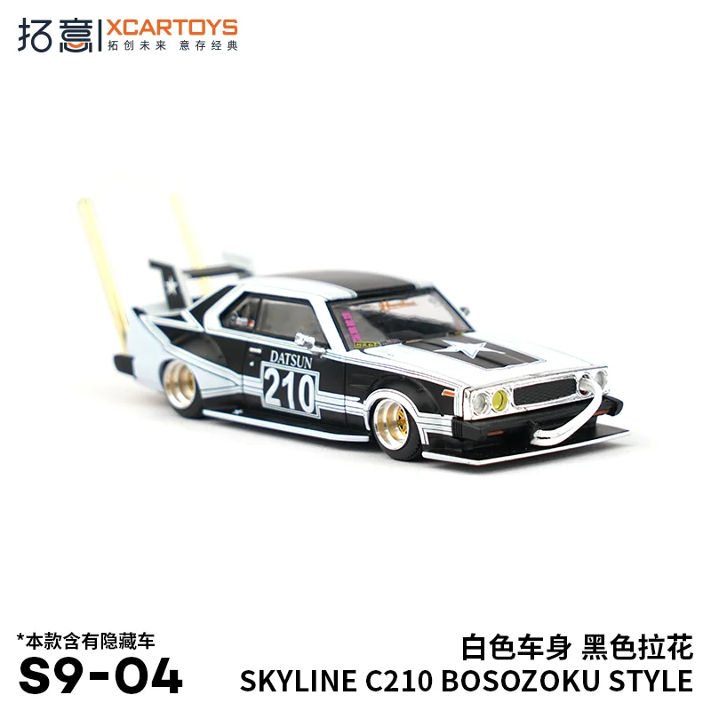 

XCarToys x Pop Race 1:64 Zokusha DATSUN C210 SKYLINE BOSOZOKU STYLE Matte Black Diecast Model Car