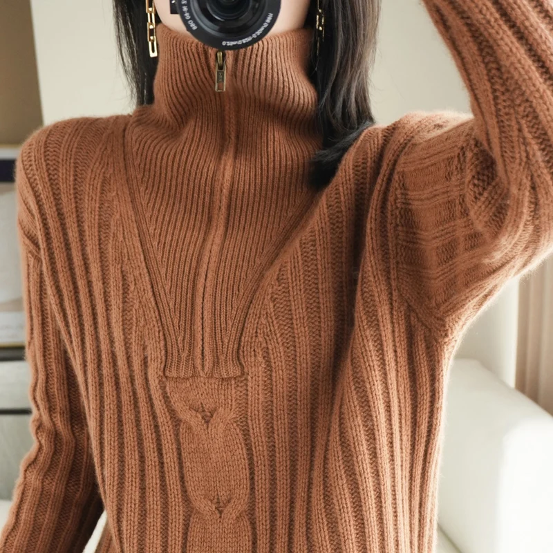 High quality solid color spring, autumn and winter European style women's fashion O-neck pullover knitted cashmere wool sweater