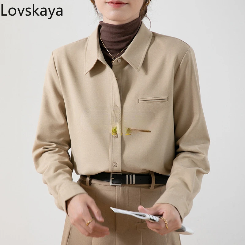 Autumn and Winter Layered Retro Maillard Wearing Long sleeved Shirts with Thickened Matte Shirts for Women