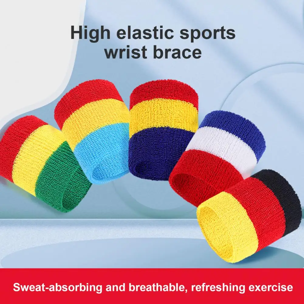 Adjustable Wristband Rainbow Striped Sports Wristband Set for Men Women Breathable Elastic Wrist Brace for Support for Various