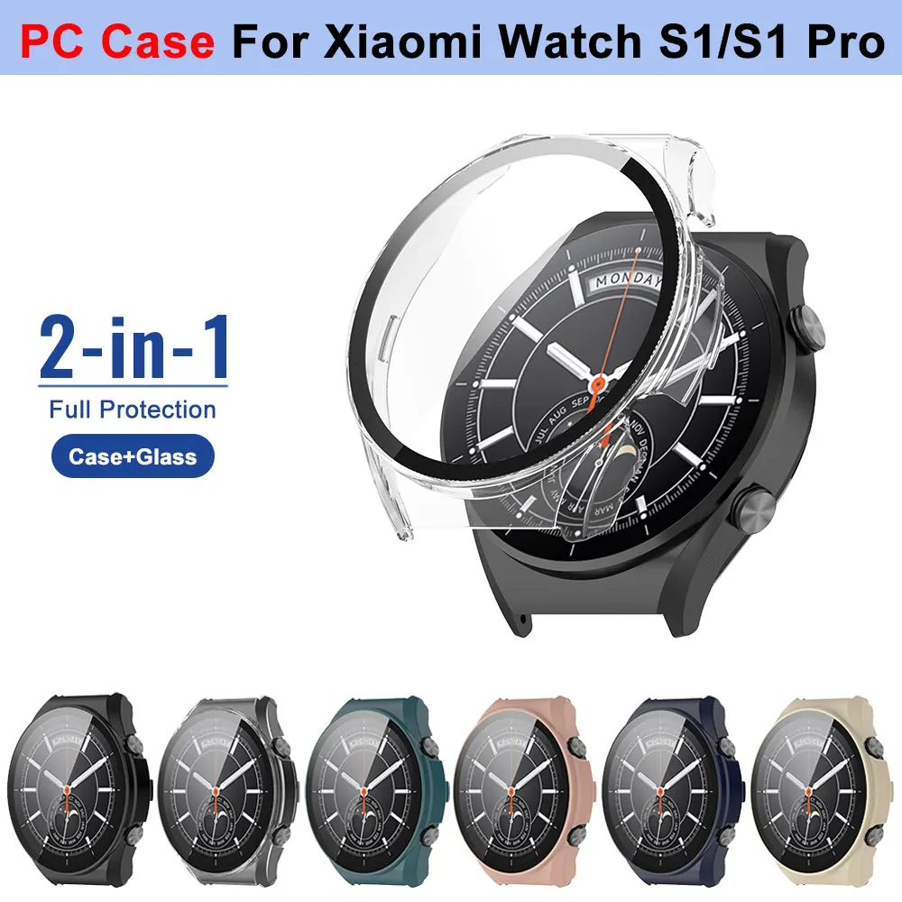 For Xiaomi Watch S1 Glass + Case SmartWatch PC Bumper All-Around Screen Protector Shell For Xiaomi Watch S1 Pro Cover Accessory