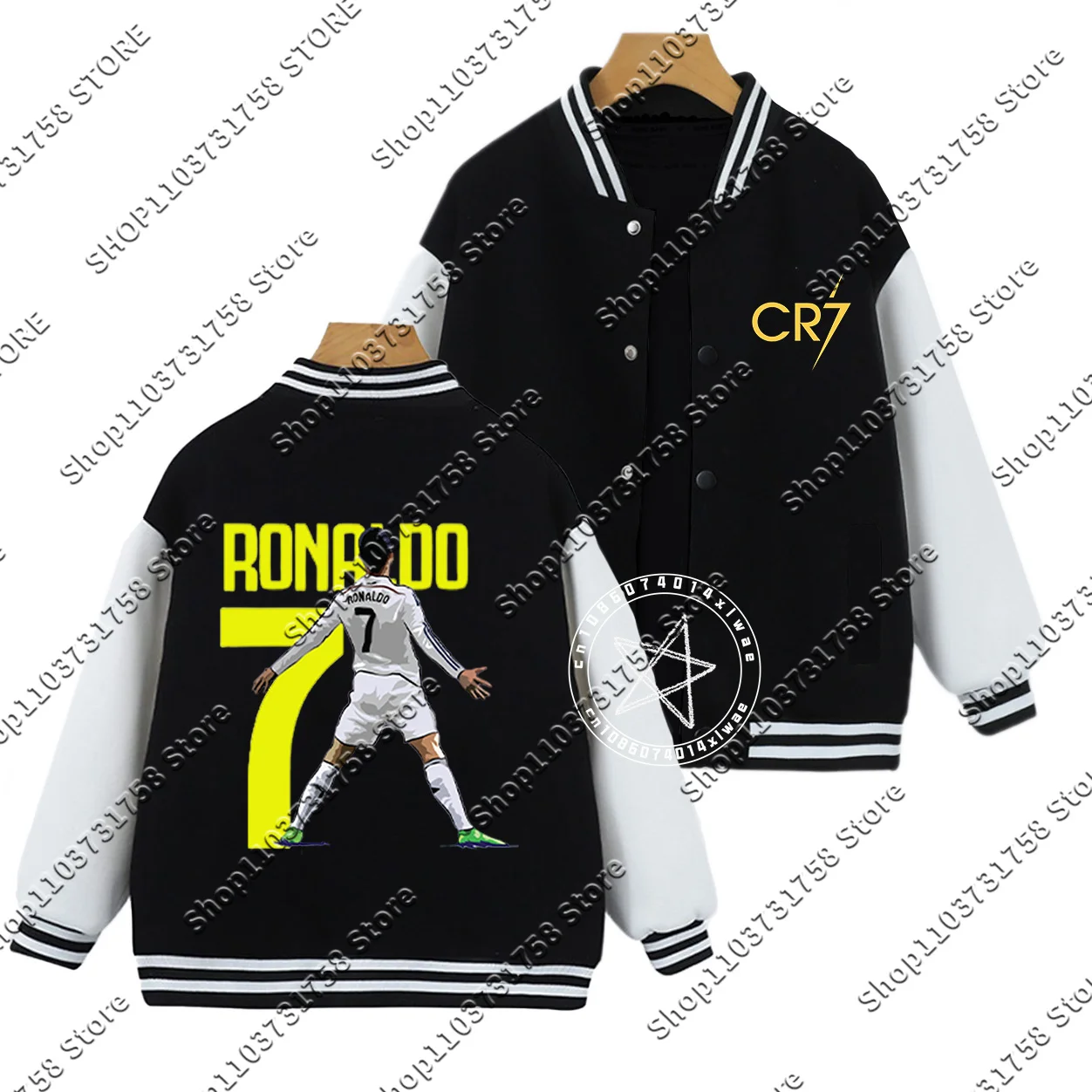 2025 Fashion CR7 Fall Winter Boys Girls Ronaldo Children  2-14 years old Thick warm coat Casual Messi kids baseball uniform top