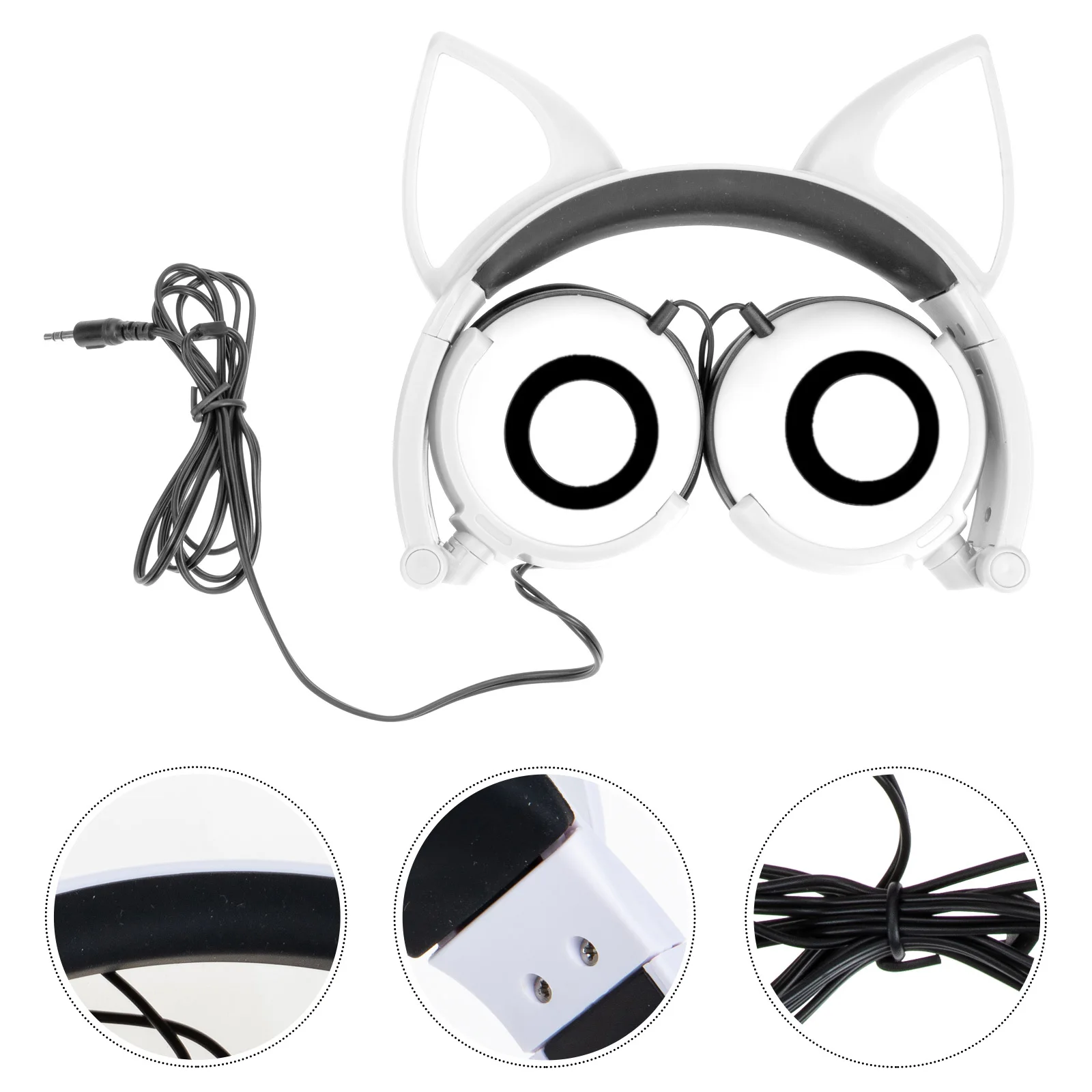 

Glowing Cat Ear Headphone Cartoon Headset Adjustable Comfortable on Ear Headphones for Travel Atmosphere Light
