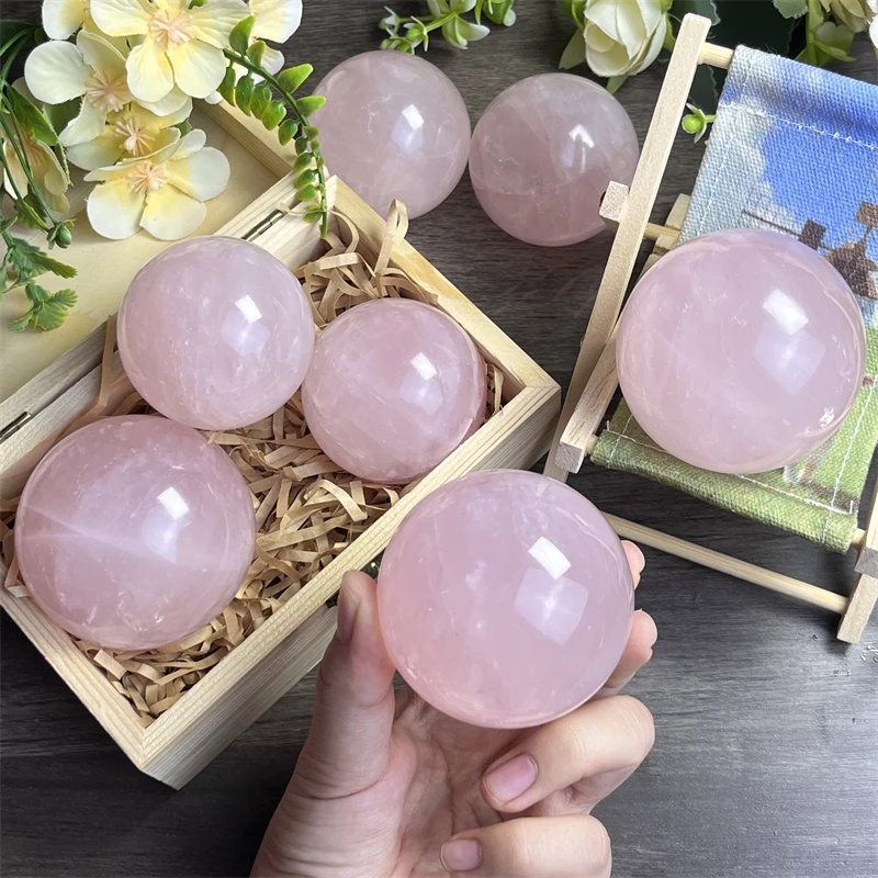 Popular Design Wholesale Beatiful Rose Quartz Ball Hand Carved Rose Quartz Sphere for decoration Crafts