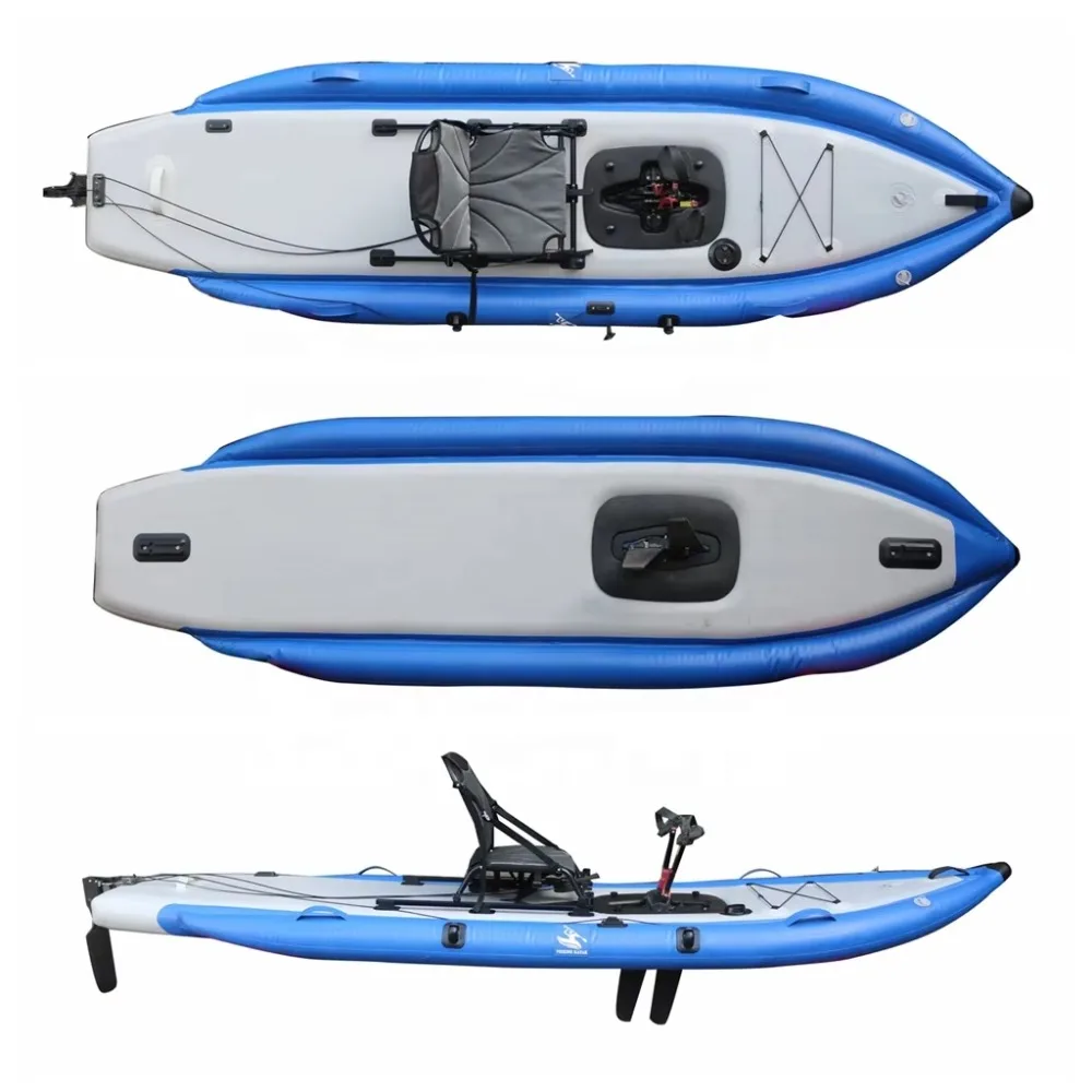 

12ft Single Sit-On-Top Inflatable Fishing Kayak 3.6m Length with Pedal Drive Rudder Hot Selling Cheap PVC Hull Material