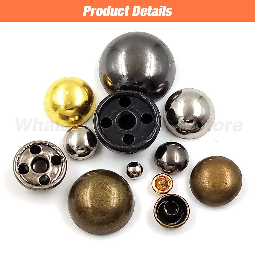 Metal Dome Cap Rivets Studs Round Rivet for Leather Craft Bag Belt Clothing Garment Shoes Collar Parts Accessories