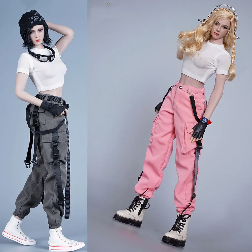 

In Stock CHILI TOYS CL003 1/6 Female Soldier Short Hot White T-Shirt Loose Fashion Tooling Trousers For 12" Action Figure Body