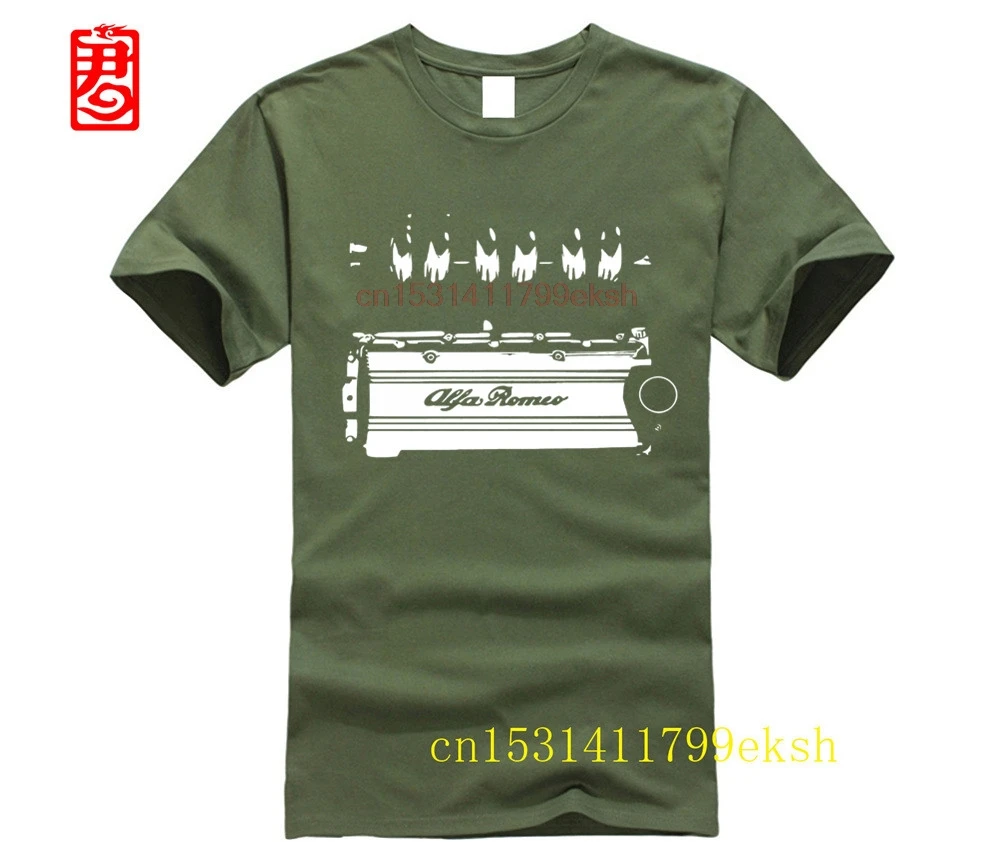 2024 Summer New Cool Tee Shirt Romeo T Shirt V6 Busso GTV GTA 166 155 GT Alfa Legend Engine Car Gift Cotton T-shirt