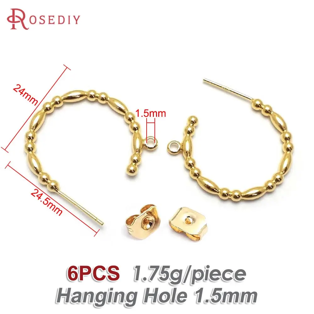 6PCS 18K Gold Color Earrings Loop Stud Earrings High Quality Necklace Earrings Diy Jewelry Accessories Rosediy official-website