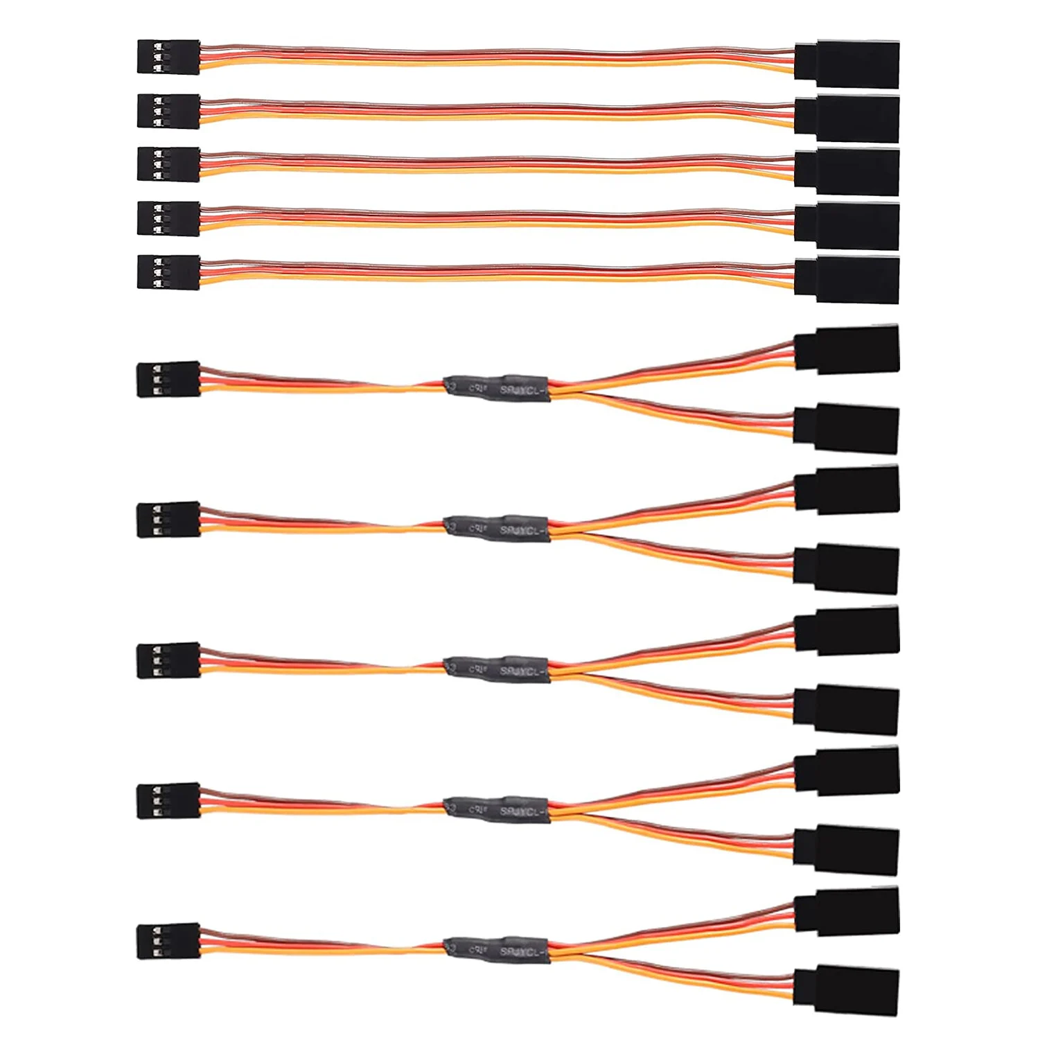 10pcs 3-Pin JR Servo Extension Cable 1 JR Male to 2 Female JR Y Harness Servo Cable for RC Cars Trucks Airplanes Servo Receiver