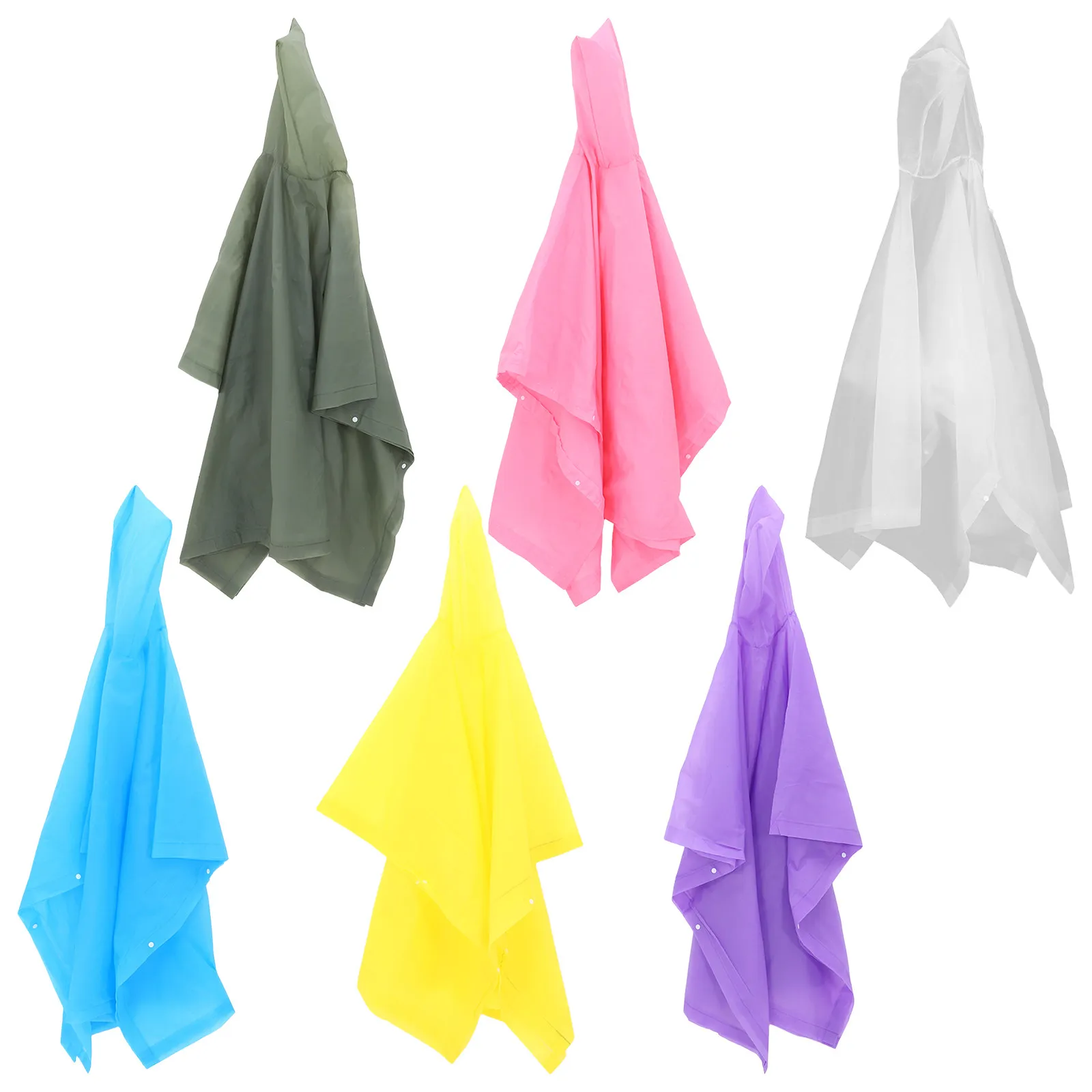 

6Pcs Outdoor Portable Rain Ponchos Drawstring Hoods Lightweight Waterproof Raincoat Cape for Travel Hiking Camping Emergency