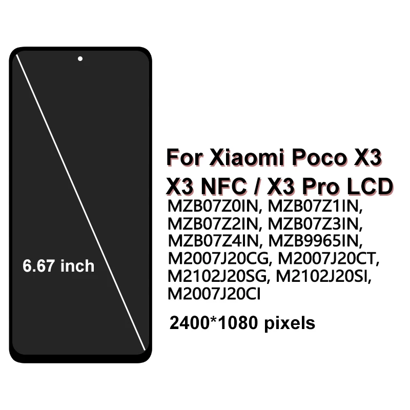 POCO X3 Display For Xiaomi POCO X3 Display LCD Touch Screen Digitizer For POCO X3 Pro LCD Replacement Parts M2007J20CG Display