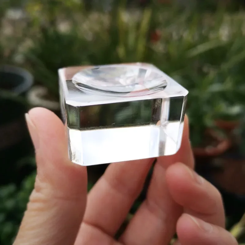 1Pcs Transparent Glass Square Dimple Crystal Ball Display Bases Table Holder Stand Home Decor Ornaments Sphere Gift Paperweight