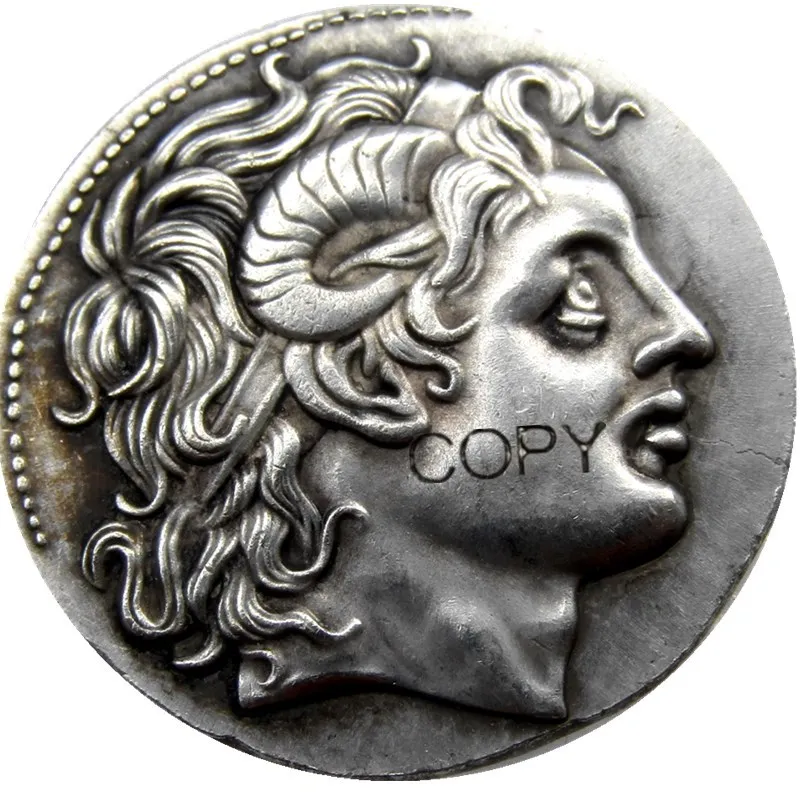 G(14)Rare Superb Silver Lysimachos Tetradrachm with Portrait of Alexander - 297 BC Silver Plated copy coins