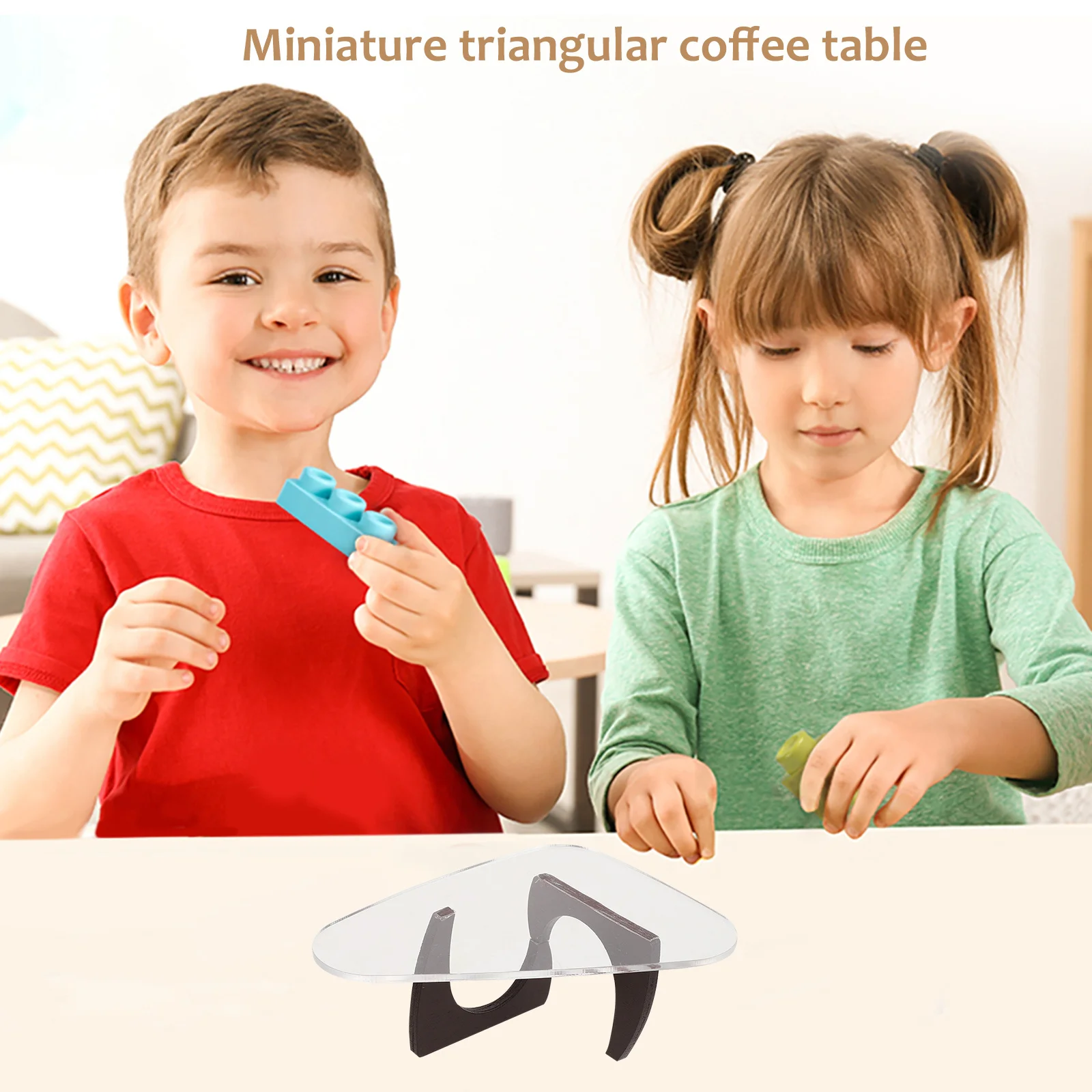 2 pçs mini casa de bonecas móveis realista em miniatura sala estar triângulo forma mesa café para casa de bonecas cena adereços inacabados