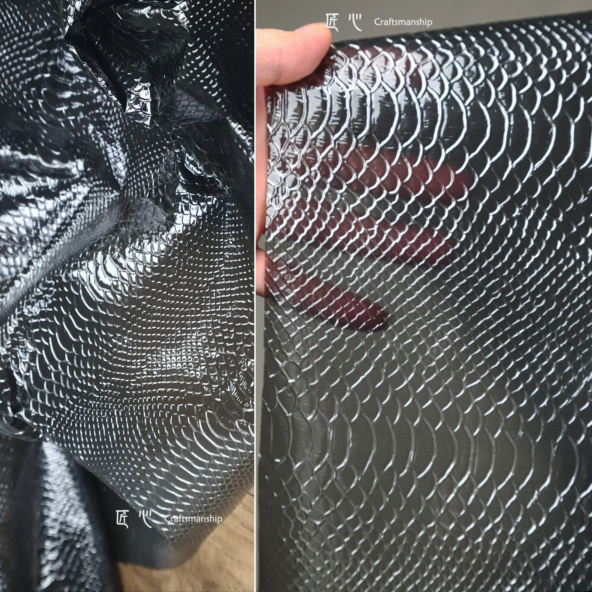 

Transparent Black Snakeskin Pattern Engraved Transparent TPU Film Fabric Creative Waterproof Trench Coat Jacket DIY Bag Clothing
