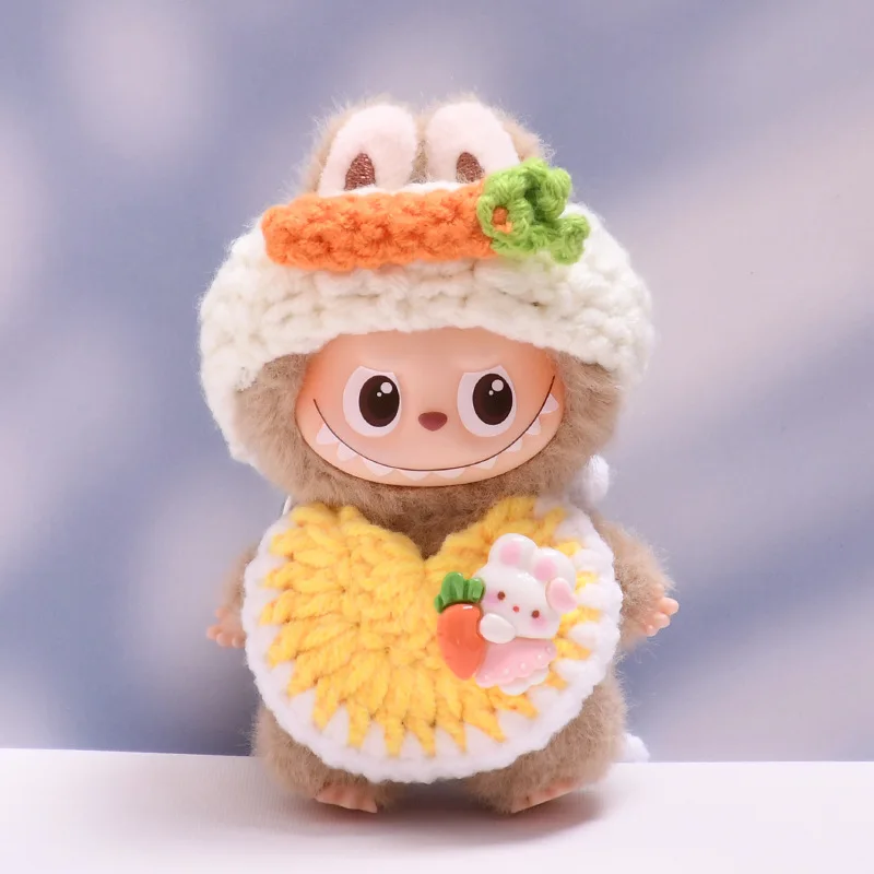 

10cm 4th Gen Doll Clothes For LABUBU 4.0 Mini Handmade Animal-Themed Knitted Headband Belly Band Set For Dress-Up