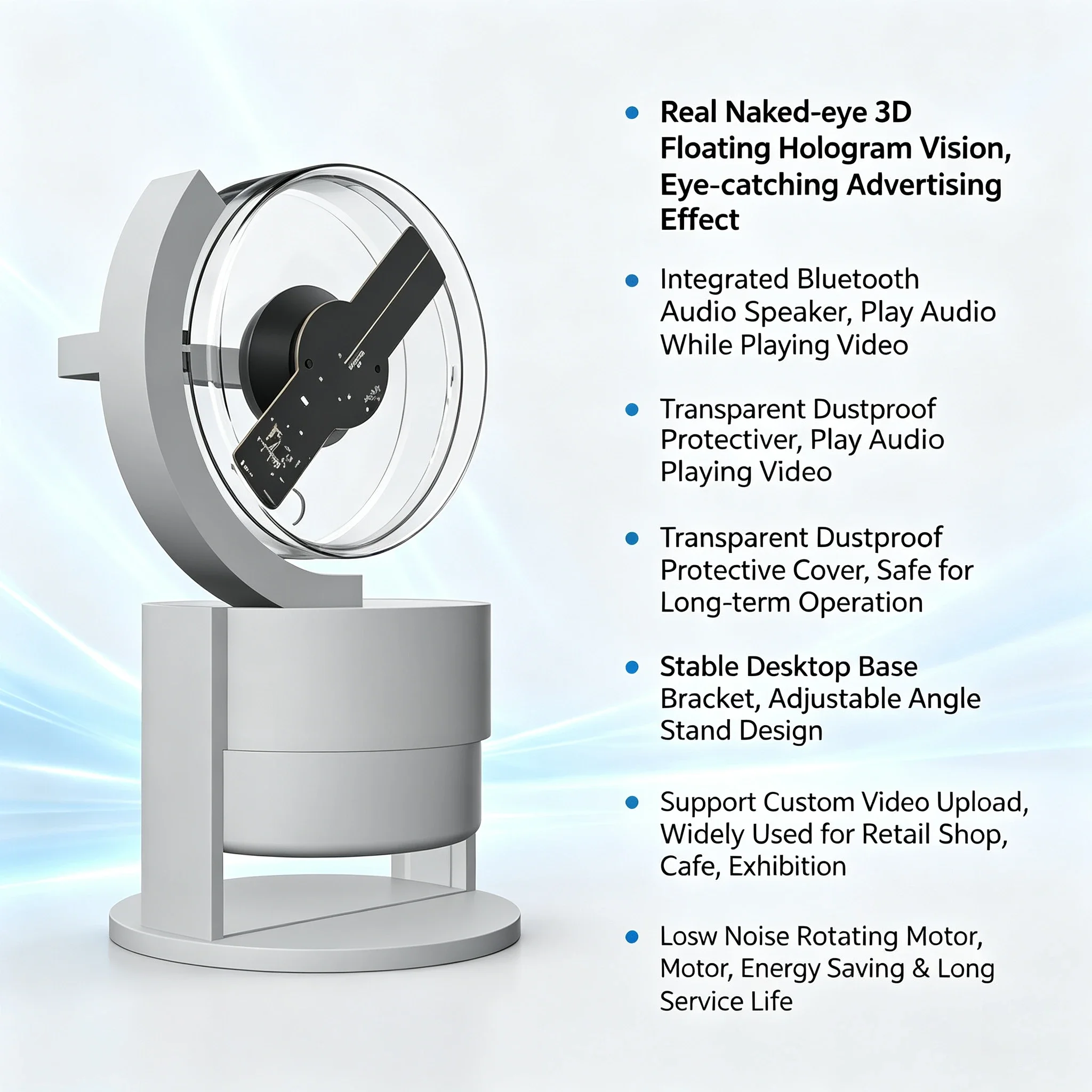 Desktop Naked Eye 3D Hologram Fan LED Display Stereo Holographic Projector Advertising Machine With Speaker