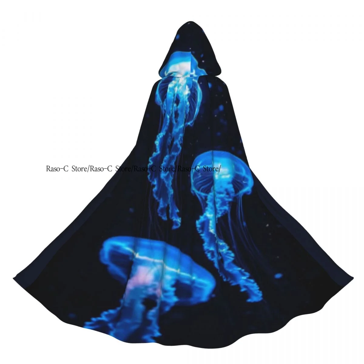 

Унисекс взрослый биолюминесцентный плащ медузы с капюшоном длинный костюм ведьмы косплей