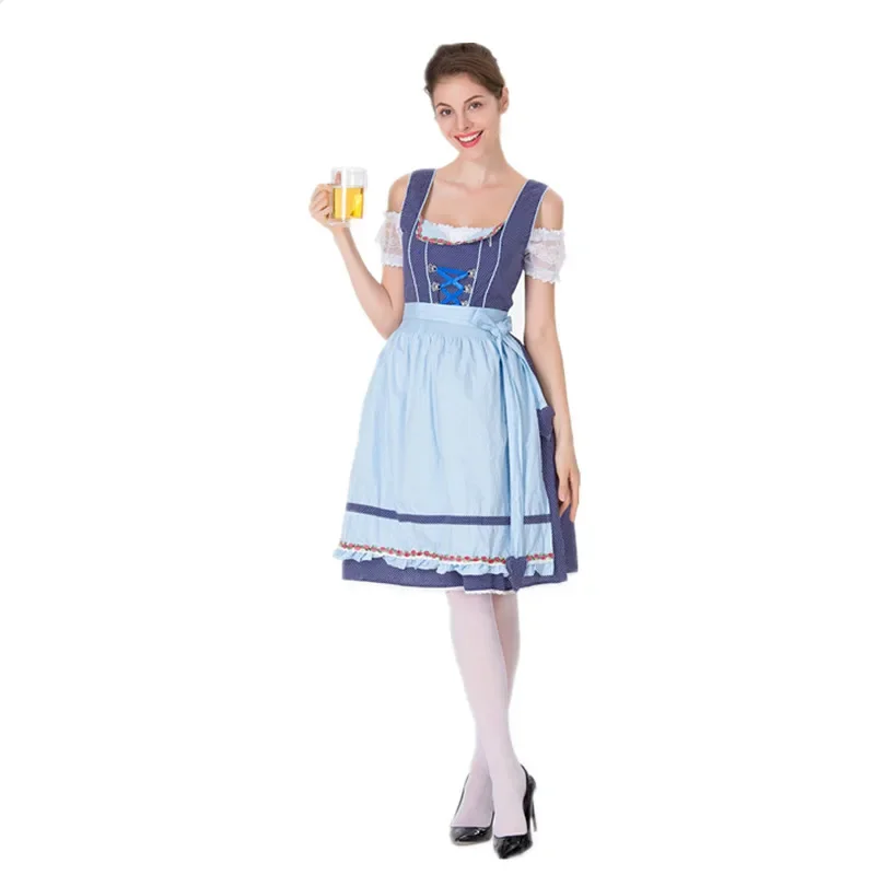 

High Quality Adult Female German Oktoberfest Costume Traditional Bavarian Bar Maid Costume S-3XL