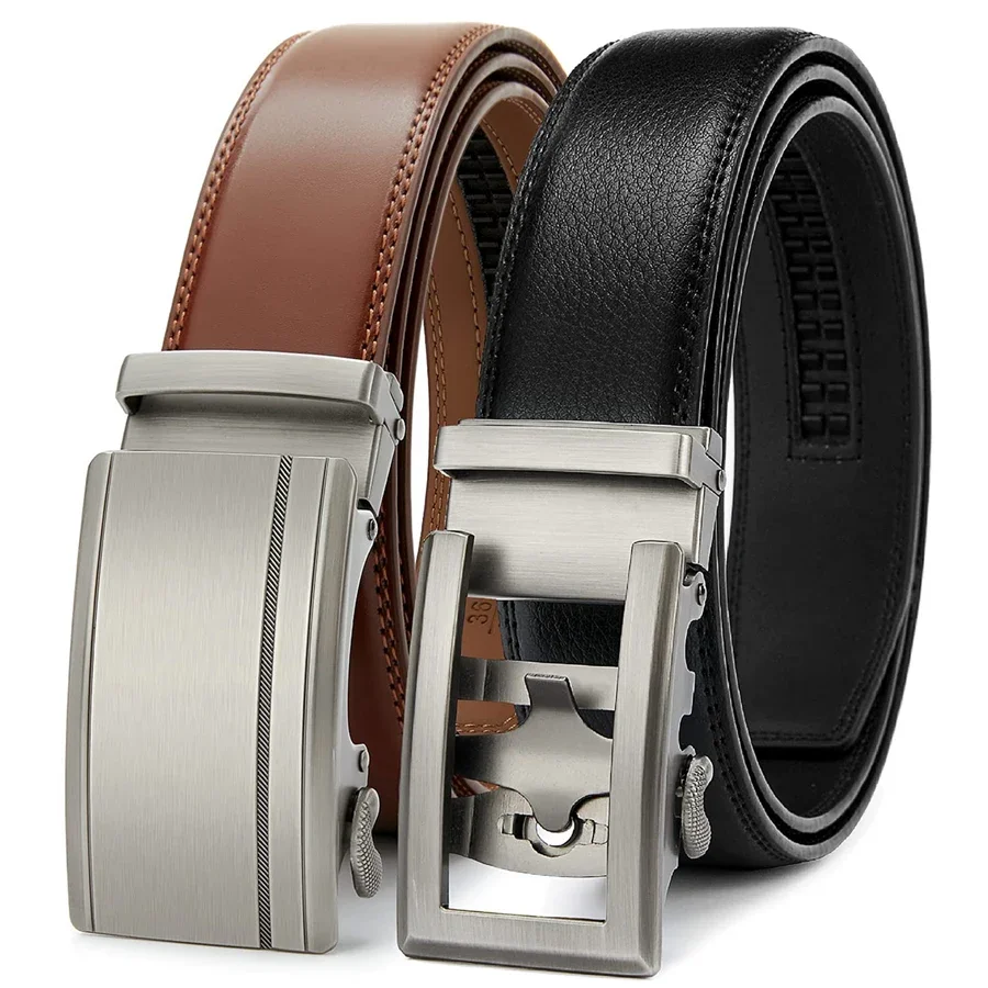 Ceinture en cuir de vachette véritable pour hommes, marque de luxe, noir et marron, ceinture de créateur, B1081, 2024