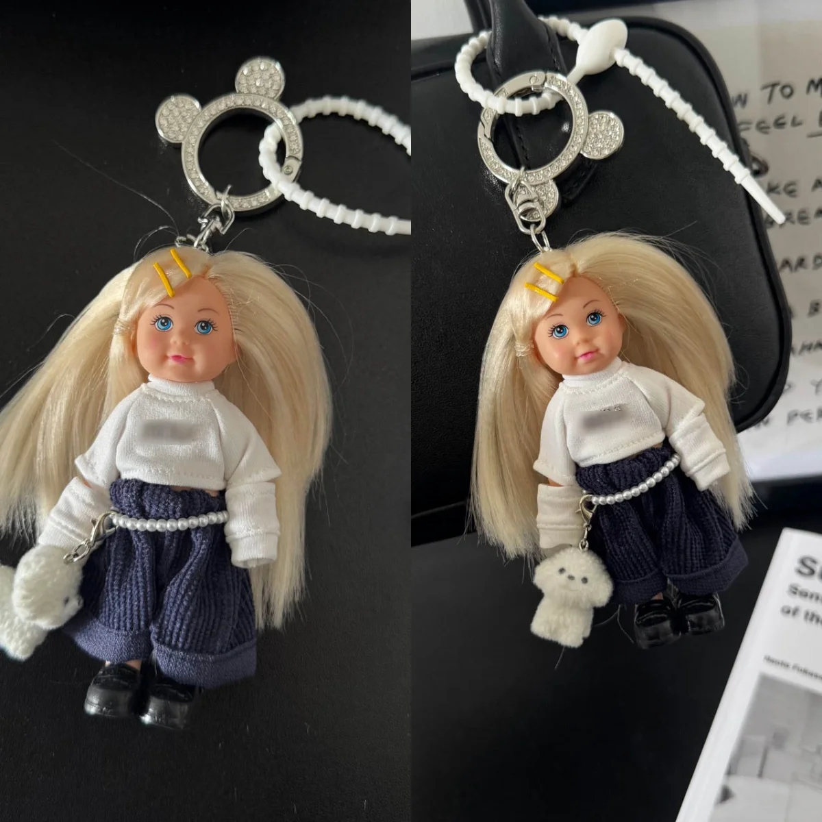 

Korean Version Cute Face Girl Princess Doll Pendant Keychain Fashion Clothing Cartoon Pet Puppy Accessories Bag Decoration Gift