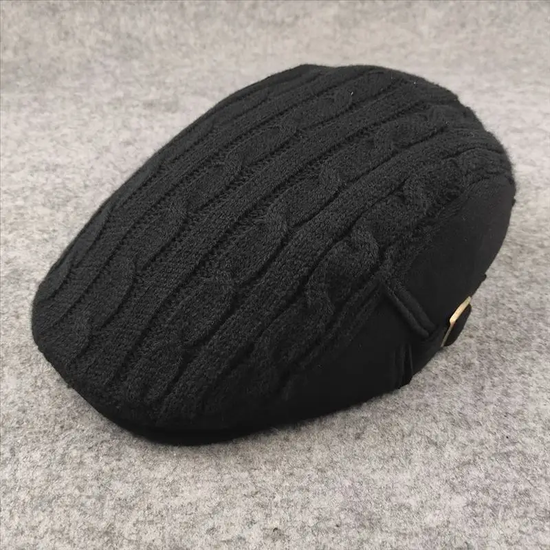 Middle-aged Elderly Men Winter Gray Hat, Casual Forward Peaked Cap