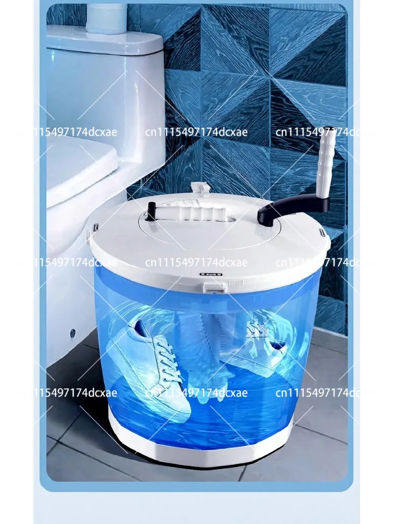 Compact Hand Crank Washing Machine for Dorm Travel, No Electricity Portable Mini Washer for Shoes, Fruits and Vegetables