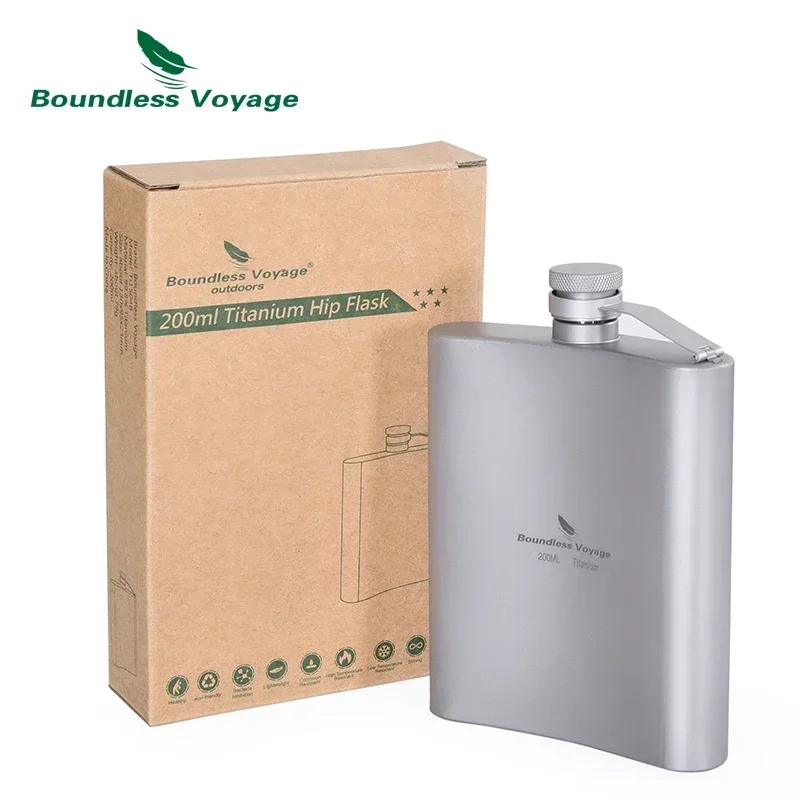 Boundless Voyage 200ml Hip Flask Leakproof Titanium Alcohol Whisky Wine Bottle Outdoor Camping Drinkware Filter for Choosing